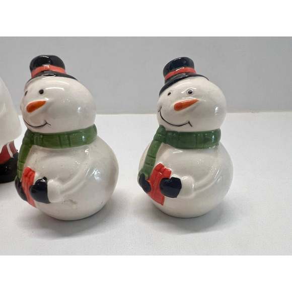 Vintage 3 Sets Christmas Salt & Pepper Shakers Snowmen Santa Chef Pair Ceramic - Picture 4 of 10